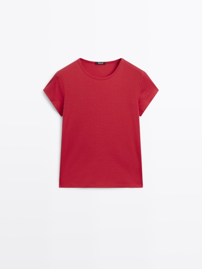 Massimo Dutti Футболка с короткими рукавами из 100% мерсеризованного хлопка
