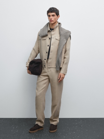 Massimo Dutti Легкие брюки из 100% льна купить с доставкой.