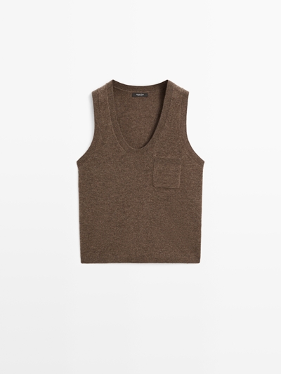 Massimo Dutti Топ из шерстяной смеси с карманом купить с доставкой.