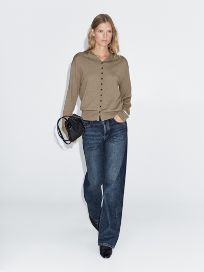 Massimo Dutti Плетеный кардиган с мак-воротником