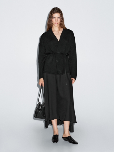 Massimo Dutti Длинный вязаный кардиган с поясом