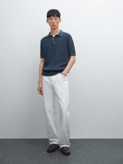 Massimo Dutti Поло из текстурированного хлопкового трикотажа купить с доставкой.