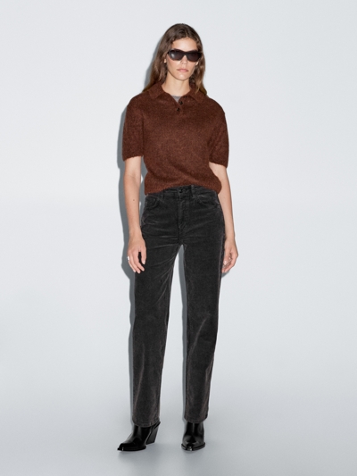 Massimo Dutti Брюки прямого кроя из вельвета с серой красителем серы купить с доставкой.