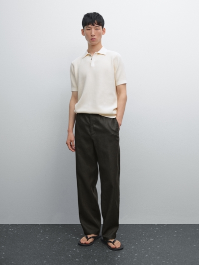 Massimo Dutti Поло из текстурированного хлопкового трикотажа