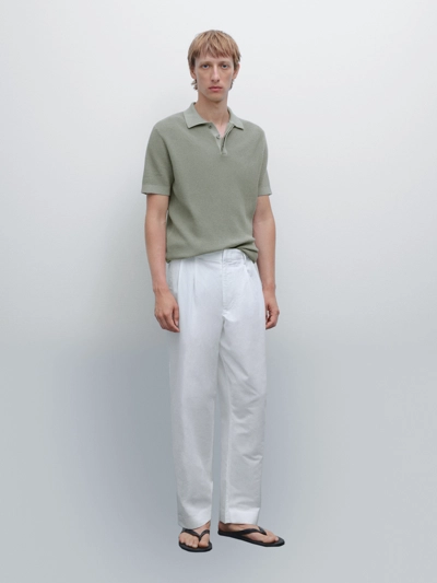 TEXTURED COTTON KNIT POLO SHIRT