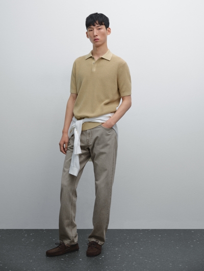 Massimo Dutti Поло из текстурированного хлопкового трикотажа