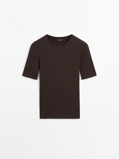 Massimo Dutti Футболка из хлопково-вискозного трикотажа с коротким рукавом