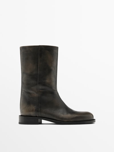 Massimo Dutti Ботинки из мягкой кожи с начесом купить с доставкой.