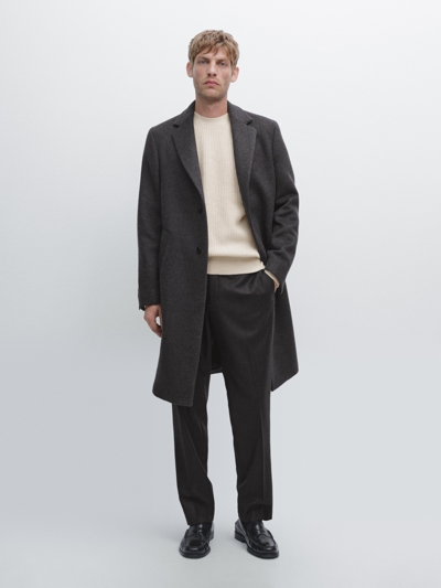 Massimo Dutti Пальто с лацканами из 100% шерсти купить с доставкой.