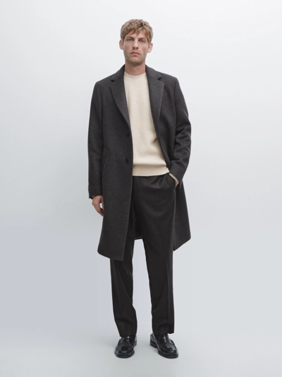 LONG COAT WITH LAPEL, 100% WOOL