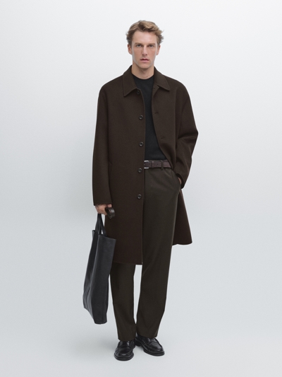 Massimo Dutti Пальто из шерстяно-полиэфирного смесового материала купить с доставкой.