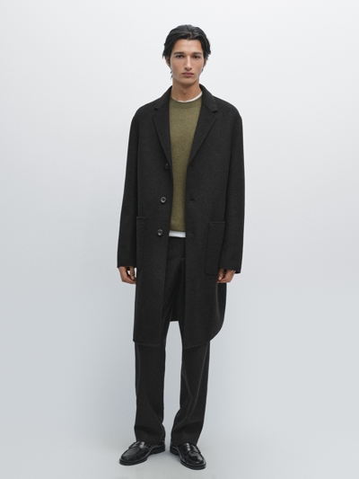 Massimo Dutti Пальто из шерстяно-шелкового сукна с лацканами купить с доставкой.