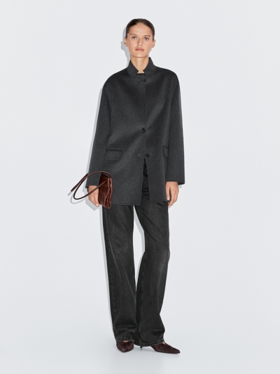 Massimo Dutti Пальто с высоким воротником из шерстяно-миксовой ткани купить с доставкой.