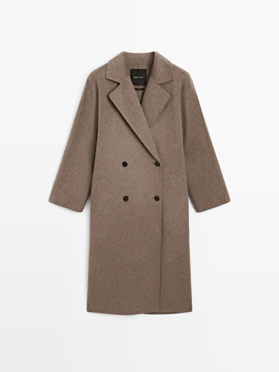 Massimo Dutti Пальто длинное из шерстяной смеси с двубортной застёжкой купить с доставкой.