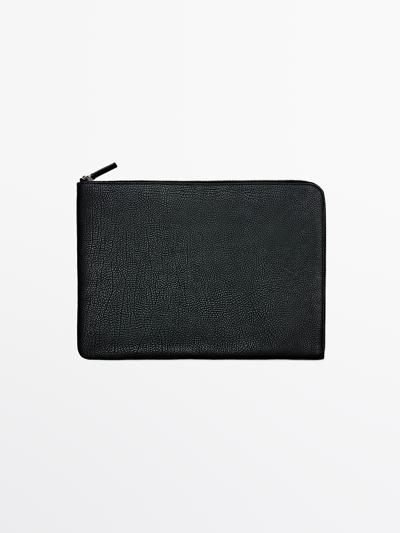 Massimo Dutti Клатч из коровьей кожи с натуральной отделкой купить с доставкой.