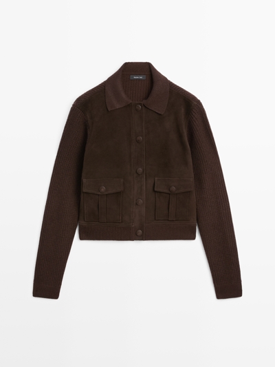 Massimo Dutti Куртка из комбинированной вязаной и овчины