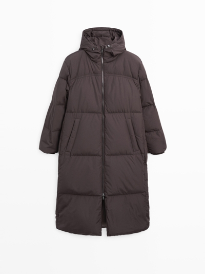 Massimo Dutti Длинный пуховик с капюшоном и защитой от влаги купить с доставкой.