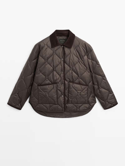 Massimo Dutti Стеганая куртка с отделкой из вельвета, отталкивающая воду купить с доставкой.