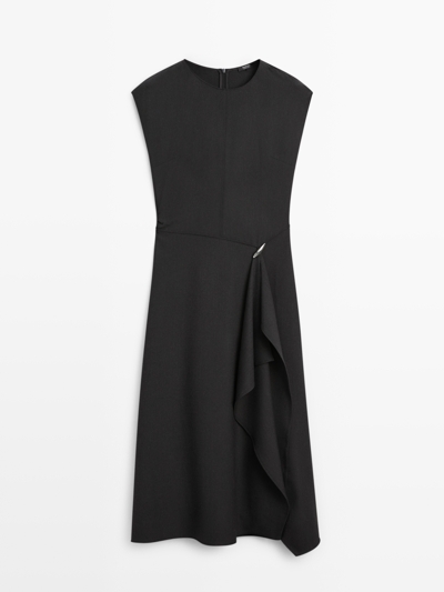 Massimo Dutti Платье миди с деталями броши купить с доставкой.
