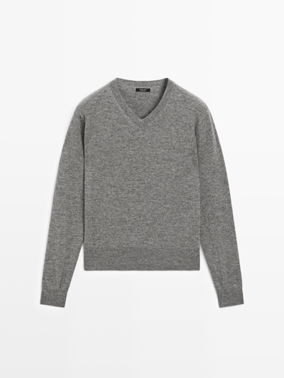 Massimo Dutti Джемпер с V-образным вырезом из шерстяной смеси