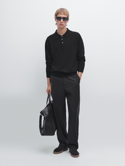 Massimo Dutti Вязанный свитер-поло из шерстяной смеси купить с доставкой.