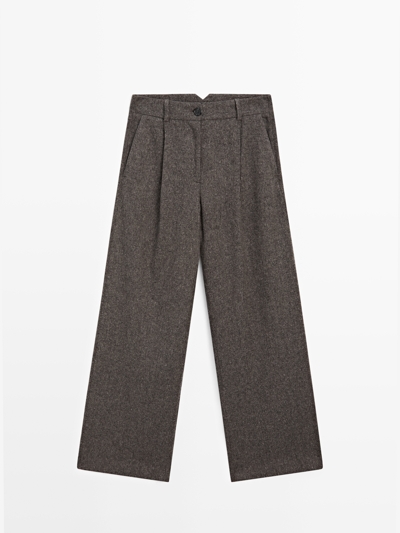 Massimo Dutti Брюки из шерстяной смеси с эффектом пряжи KNICKERBOCKER купить с доставкой.