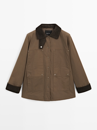 Massimo Dutti Парка с вощеными деталями из бархата купить с доставкой.