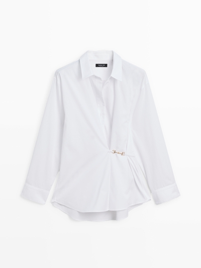 Massimo Dutti Рубашка из хлопкового поплина с металлическим деталем