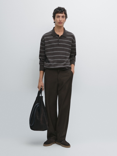 Massimo Dutti Поло-свитер с полосками из вязаного полотна