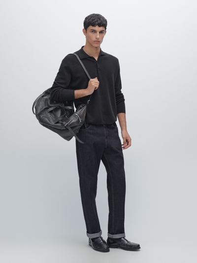 Massimo Dutti Вязаный свитер-поло из шерсти и хлопка купить с доставкой.