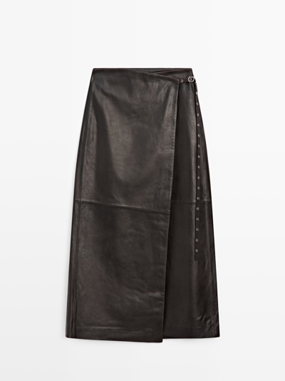 Massimo Dutti Юбка-миди из овечьей кожи NAPPA