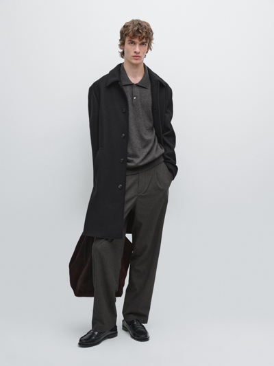Massimo Dutti Пальто из шерстяно-полиэфирного смесового материала