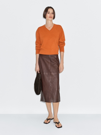 Massimo Dutti Юбка-миди из пряженой кожи купить с доставкой.