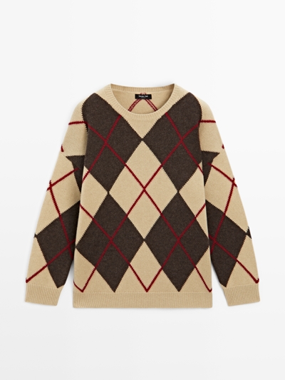 Massimo Dutti Свитер из шерстяной смеси с аргайловым орнаментом купить с доставкой.