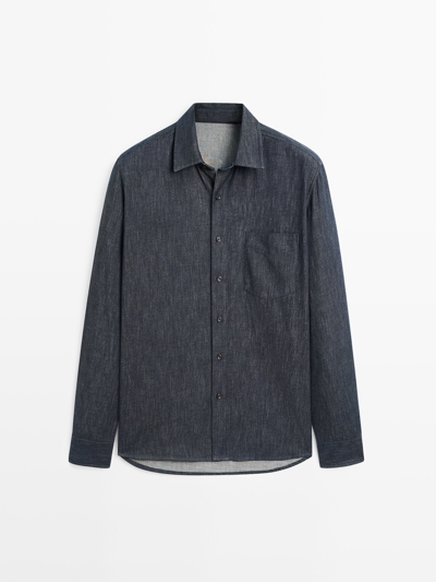 Massimo Dutti Рубашка из тяжелого денима купить с доставкой.