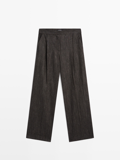 Massimo Dutti Брюки с защипами и вставкой из меланжевой ткани купить с доставкой.