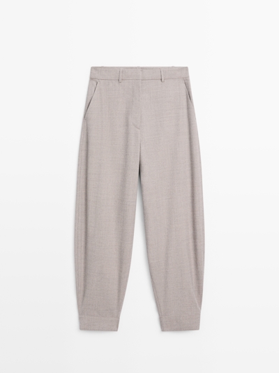 Massimo Dutti Брюки из шерстяной смеси с деталями пряжки купить с доставкой.