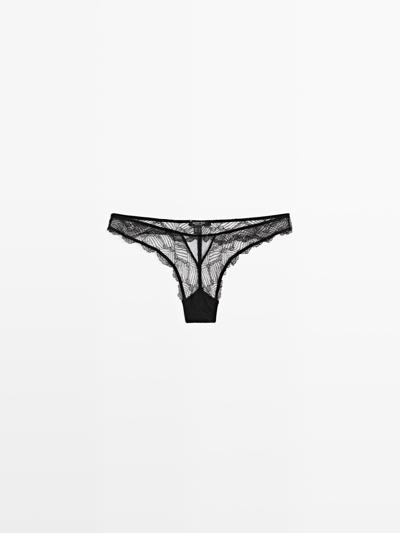 Massimo Dutti Кружевные трусики с деталями из сетки