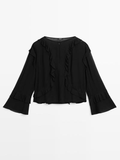 Massimo Dutti Блузка с оборками и молнией купить с доставкой.