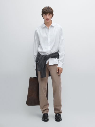 Massimo Dutti Рубашка в полоску из 100% хлопка с регулярной посадкой