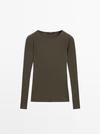 Massimo Dutti Футболка с длинным рукавом и ребристыми деталями купить с доставкой.