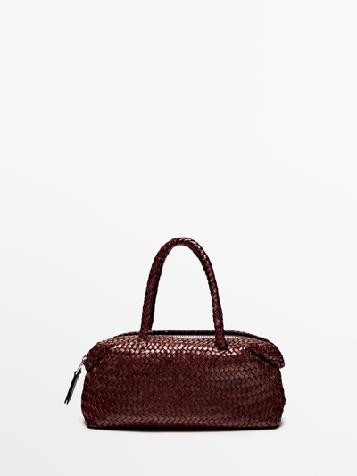 Massimo Dutti Сумка-сатчел из тканированной кожи мелкого плетения купить с доставкой.