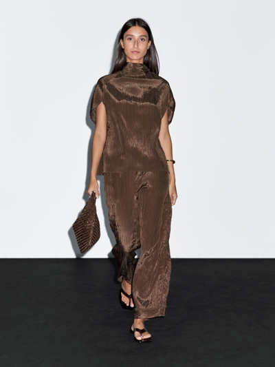 Massimo Dutti Блузка в полоску с воротником-шарфом