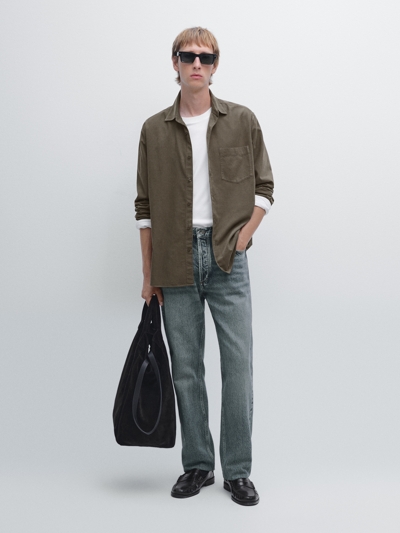 Massimo Dutti Рубашка из микро вельвета свободного кроя