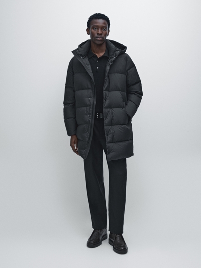 Massimo Dutti Длинное пуховое пальто, обладающее водоотталкивающими свойствами