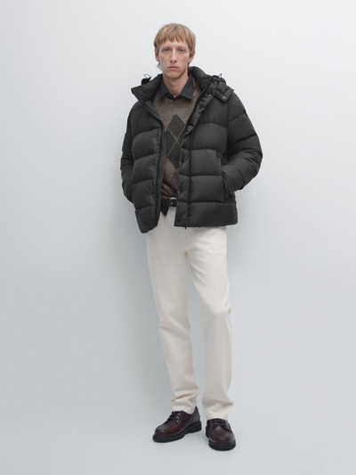 Massimo Dutti Пуховик с капюшоном, отталкивающим воду