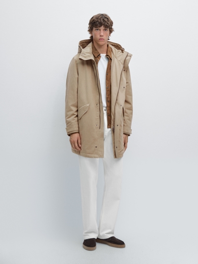 Massimo Dutti Парка из водоотталкивающей ткани с эффектом персика