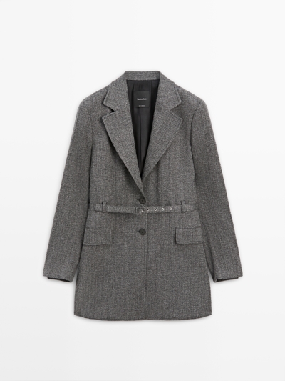 Massimo Dutti Пиджак в мелкую клетку с поясом купить с доставкой.