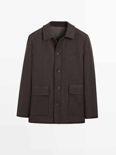 Massimo Dutti Пальто из шерстяной смеси в елочку средней длины купить с доставкой.