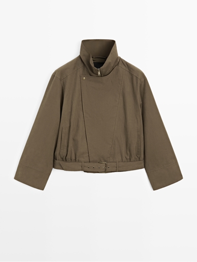 Massimo Dutti Куртка из хлопкового микса с деталями пояса купить с доставкой.